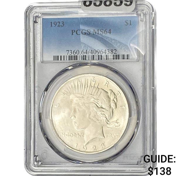 1923 Silver Peace Dollar PCGS MS64