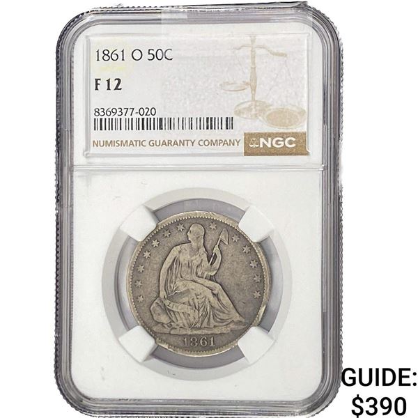 1861-0 Seated Liberty Half Dollar NGC F12