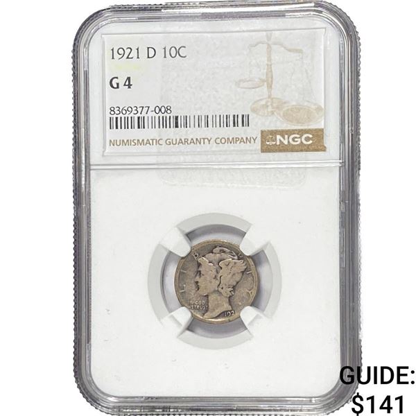 1921 Mercury Silver Dime NGC G4