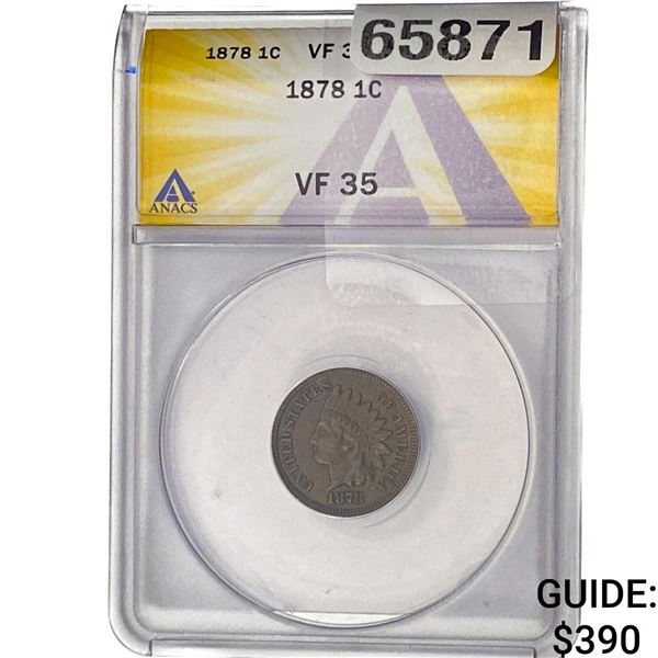 1878 Indian Head Cent ANACS VF35