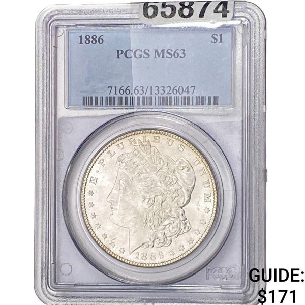 1886 Morgan Silver Dollar PCGS MS63