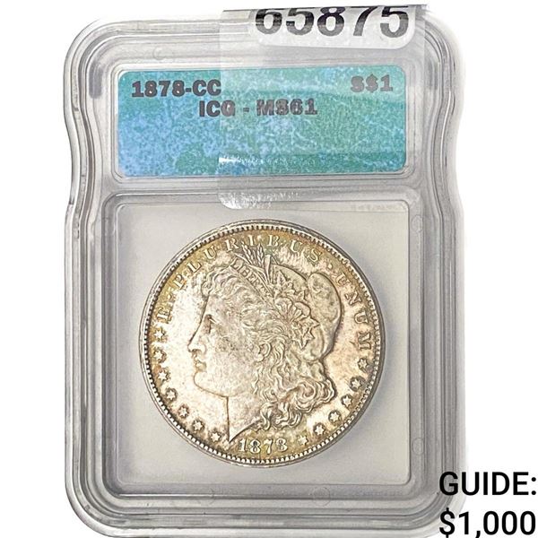 1878-CC Morgan Silver Dollar ICG MS61