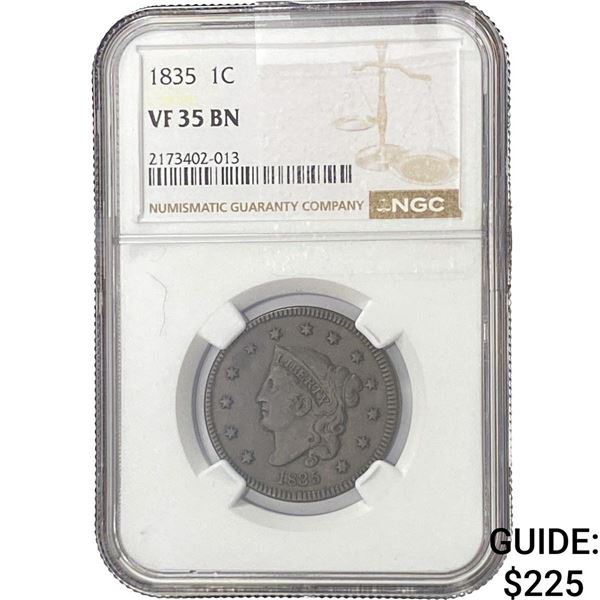 1835 Classic Head Large Cent NGC VF35 BN
