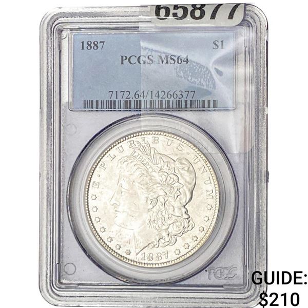 1887 Morgan Silver Dollar PCGS MS64