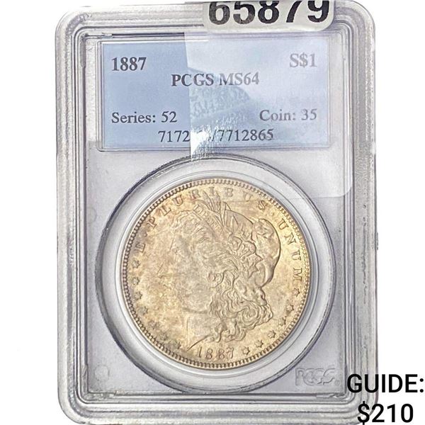 1887 Morgan Silver Dollar PCGS MS64