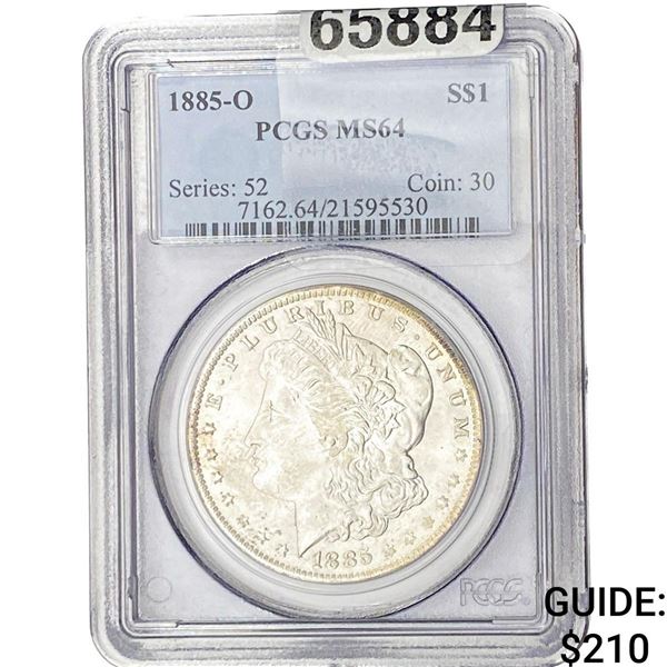 1885-O Morgan Silver Dollar PCGS MS64