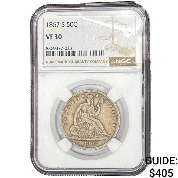 1867-S Seated Liberty Half Dollar NGC VF30