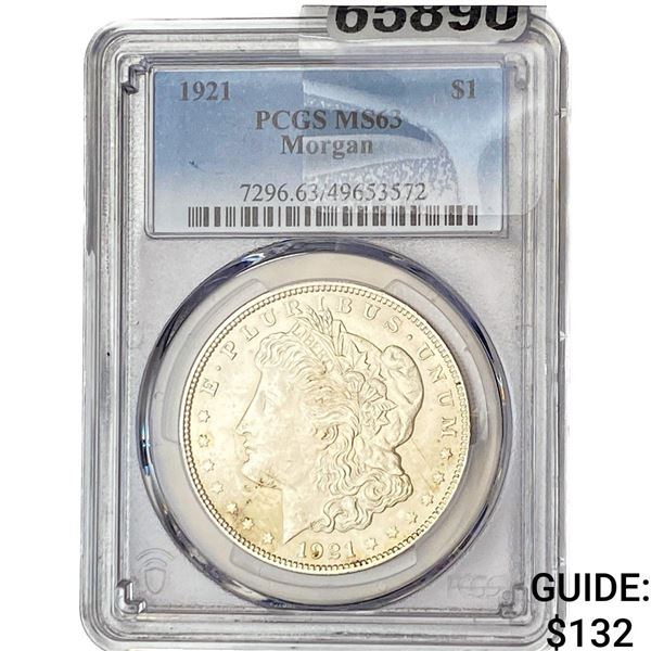 1921 Morgan Silver Dollar PCGS MS63