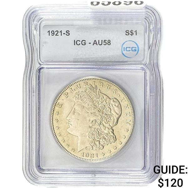 1921-S Morgan Silver Dollar ICG AU58