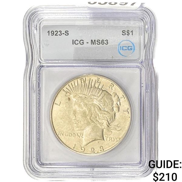 1923-S Silver Peace Dollar ICG MS63