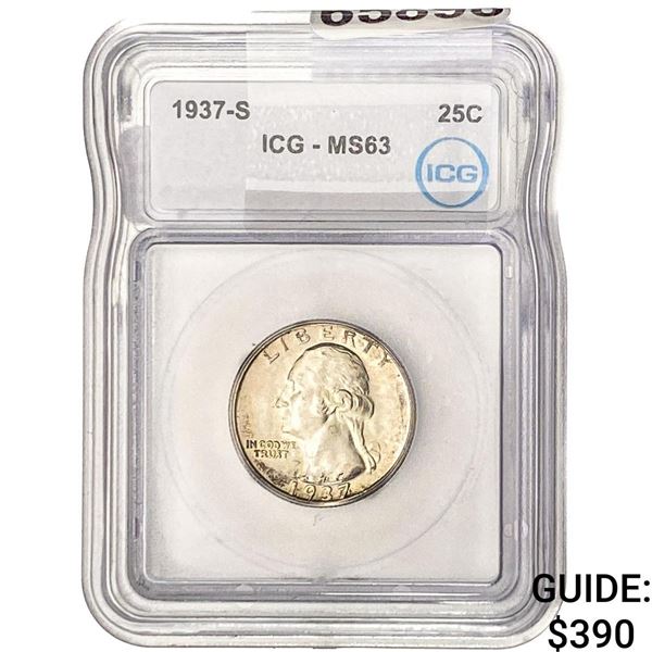 1937-S Washington Silver Quarter ICG MS63