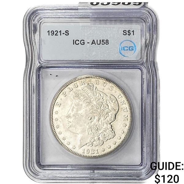 1921-S Morgan Silver Dollar ICG AU58