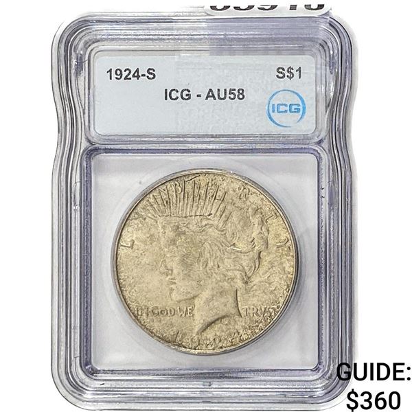 1924-S Silver Peace Dollar ICG AU58