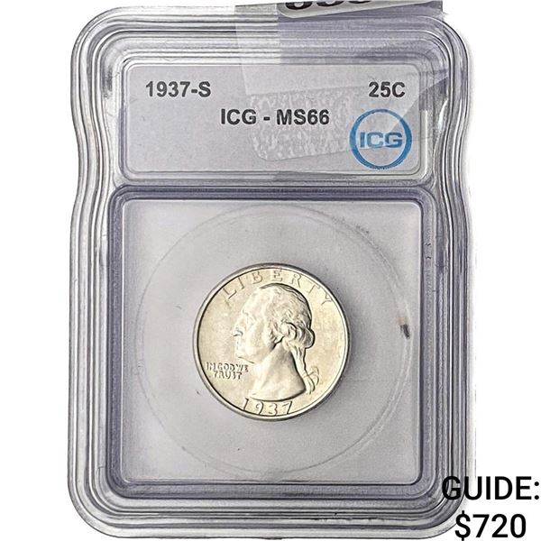1937-S Washington Silver Quarter ICG MS66