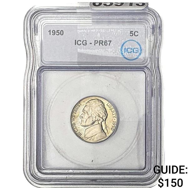 1950 Jefferson Nickel ICG PR67