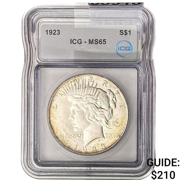1923 Silver Peace Dollar ICG MS65
