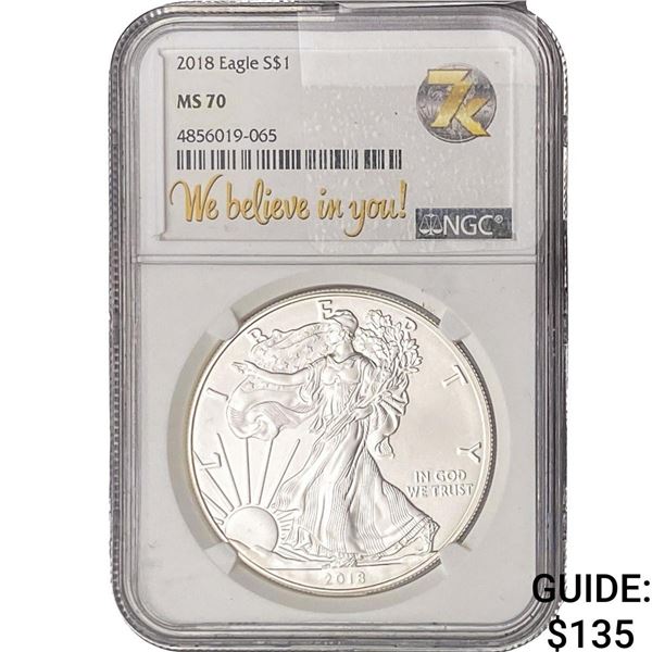 2018 Silver Eagle NGC MS70