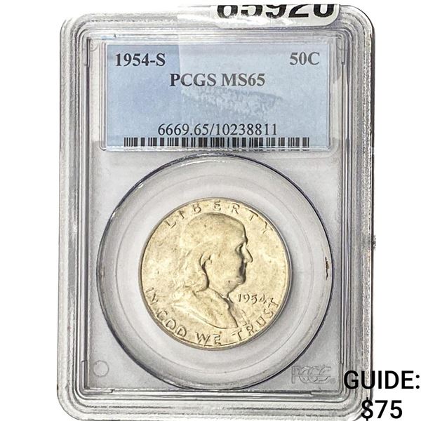 1954-S Franklin Half Dollar PCGS MS65