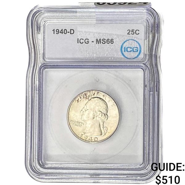 1940-D Washington Silver Quarter ICG MS66