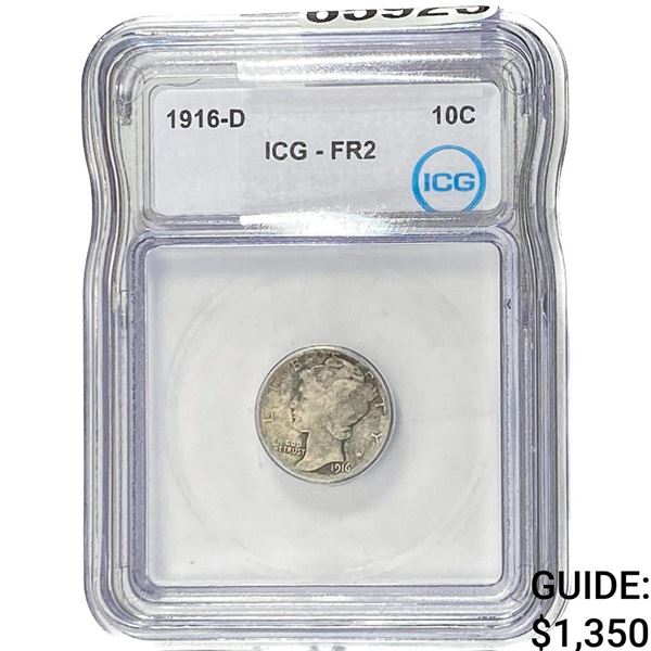 1916-D Mercury Silver Dime ICG FR2