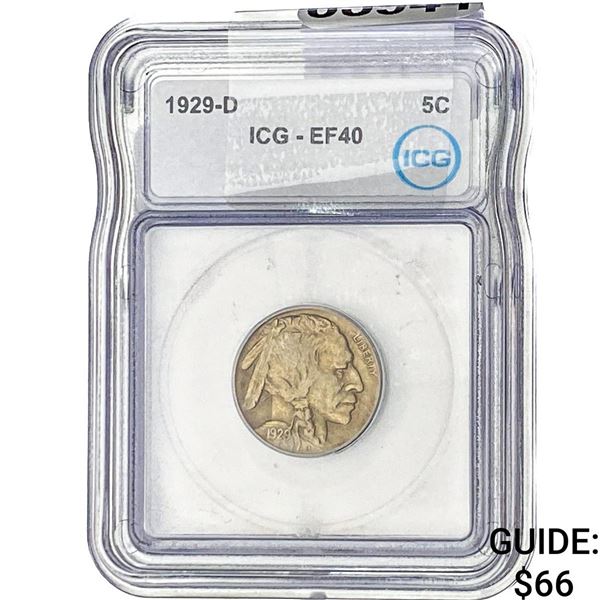 1929-D Buffalo Nickel ICG EF40