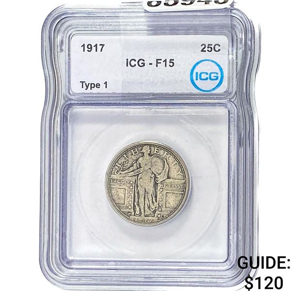 1917 Standing Liberty Quarter ICG F15