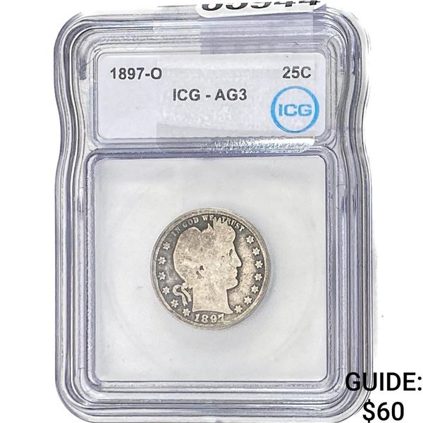 1897-O Barber Quarter ICG AG3