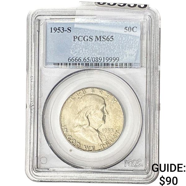 1953-S Franklin Half Dollar PCGS MS65