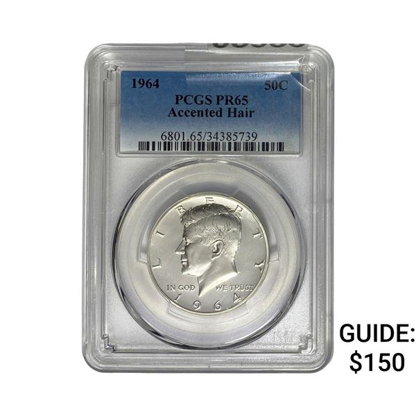 1964 Kennedy Accented Hair Half Dollar PCGS PR65