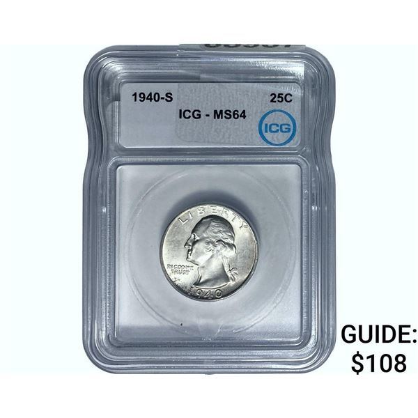 1940-S Washington Silver Quarter ICG MS64