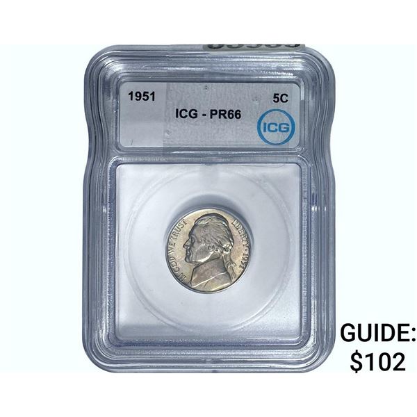1951 Jefferson Nickel ICG PR66