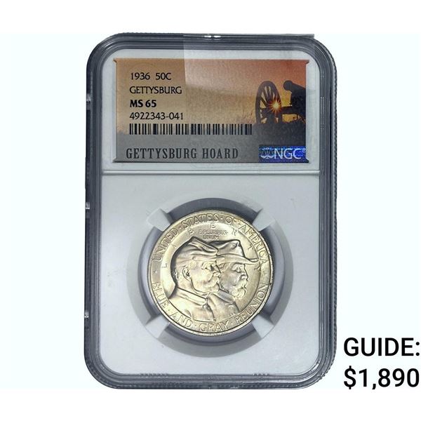 1936 Gettysburg Half Dollar NGC MS65