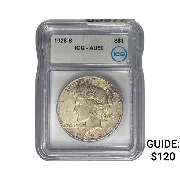 1926-S Silver Peace Dollar ICG AU50