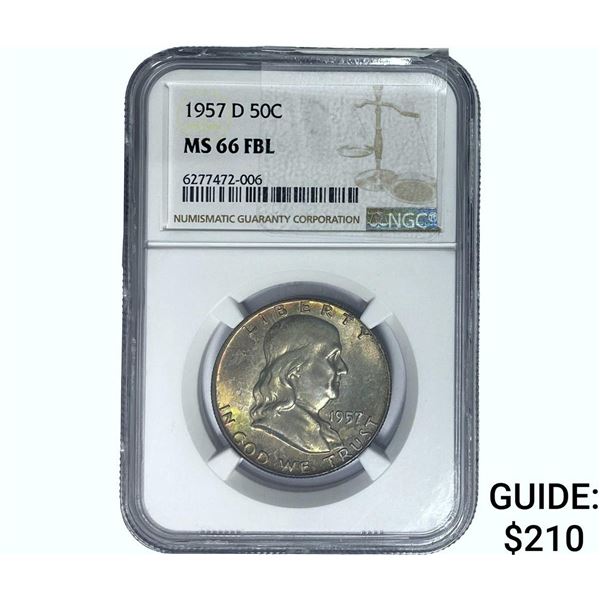 1957-D Franklin Half Dollar NGC MS66 FBL