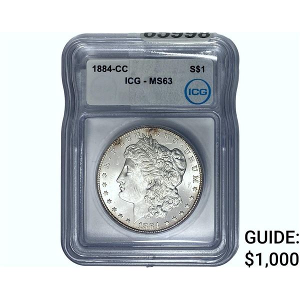 1884-CC Morgan Silver Dollar ICG MS63