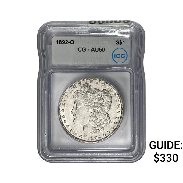 1892-O Morgan Silver Dollar ICG AU50