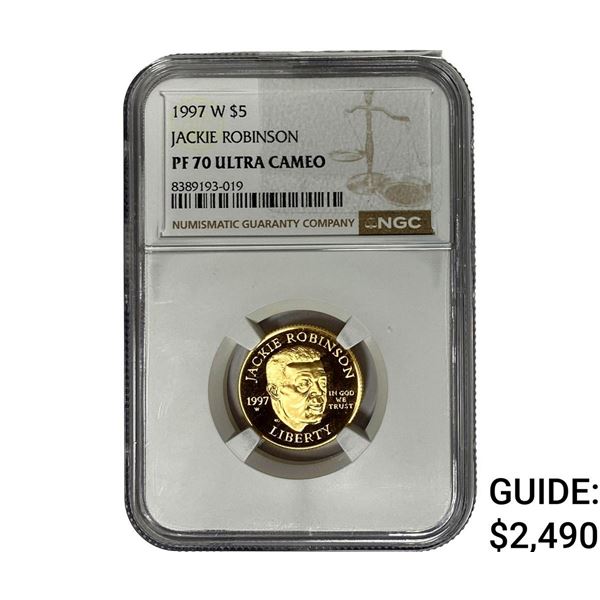 1997-W $5 Gold Jackie Robinson NGC PF70 ULTRA CAMEO