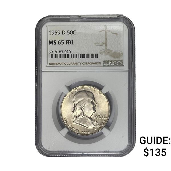 1959-D Franklin Half Dollar NGC MS65 FBL