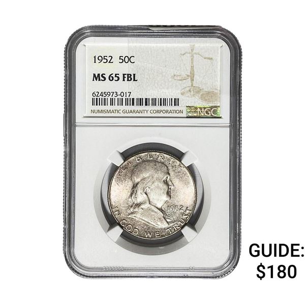 1952 Franklin Half Dollar NGC MS65 FBL