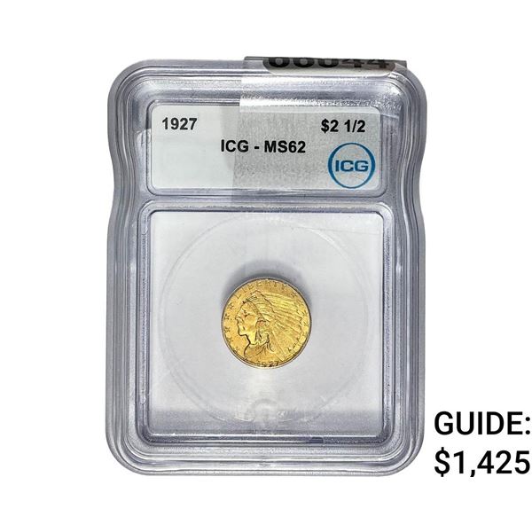 1927 $2.50 Gold Quarter Eagle ICG MS62