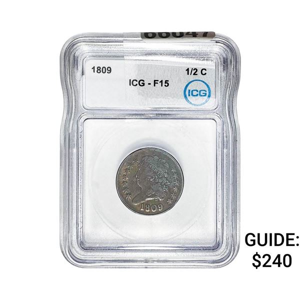 1809 Classic Head Half Cent ICG F15