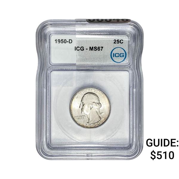 1950-D Washington Silver Quarter ICG MS67