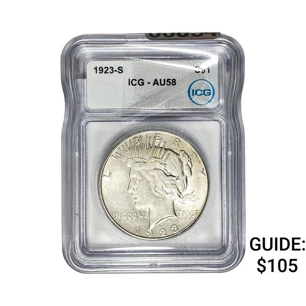 1923-S Silver Peace Dollar ICG AU58