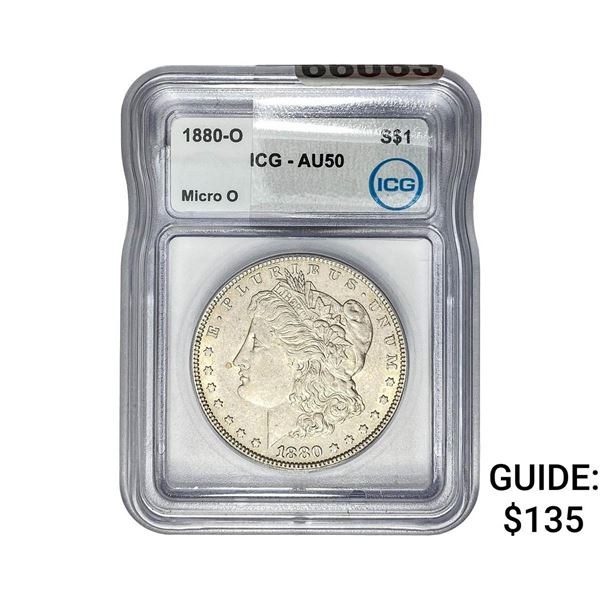 1880-O Morgan Silver Dollar ICG AU50