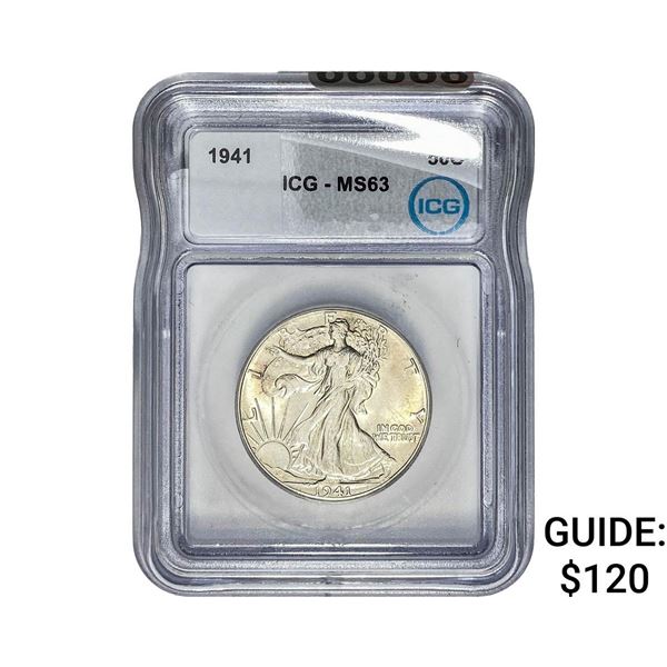 1941 Walking Liberty Half Dollar ICG MS63