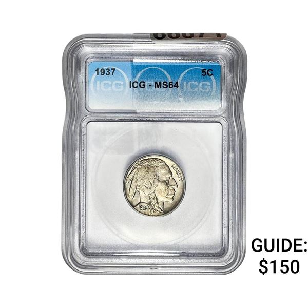 1937 Buffalo Nickel ICG MS64