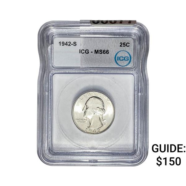 1942-S Washington Silver Quarter ICG MS66