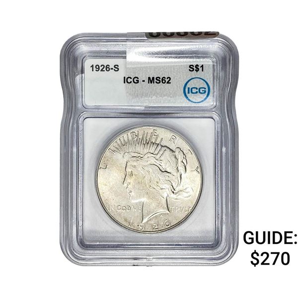 1926-S Silver Peace Dollar ICG MS62