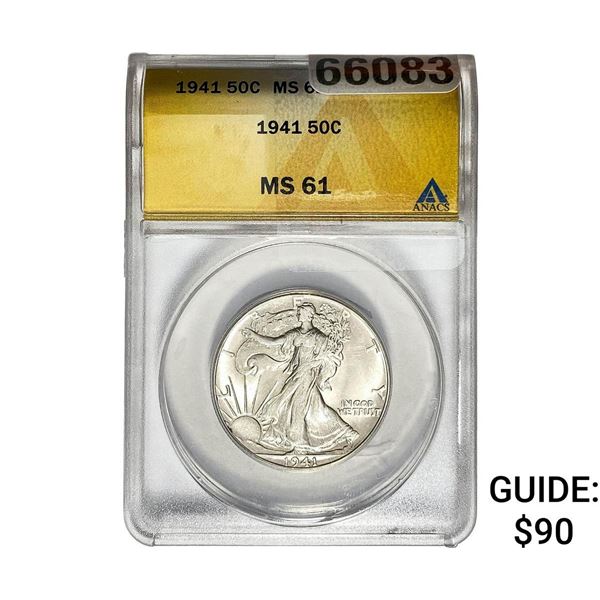 1941 Walking Liberty Half Dollar ANACS MS61