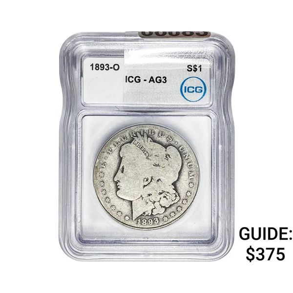 1893-O Morgan Silver Dollar ICG AG3